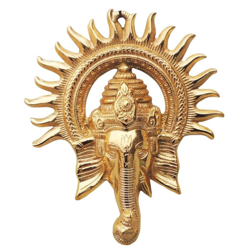 Aluminium Showpiece Ganesh Circle Wall Hanging Gold (ASMAS243 G) view 2
