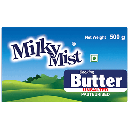 Milky Mist Cooking Butter - Unsalted, Pasteurised, Vitamin D, 500 g Carton