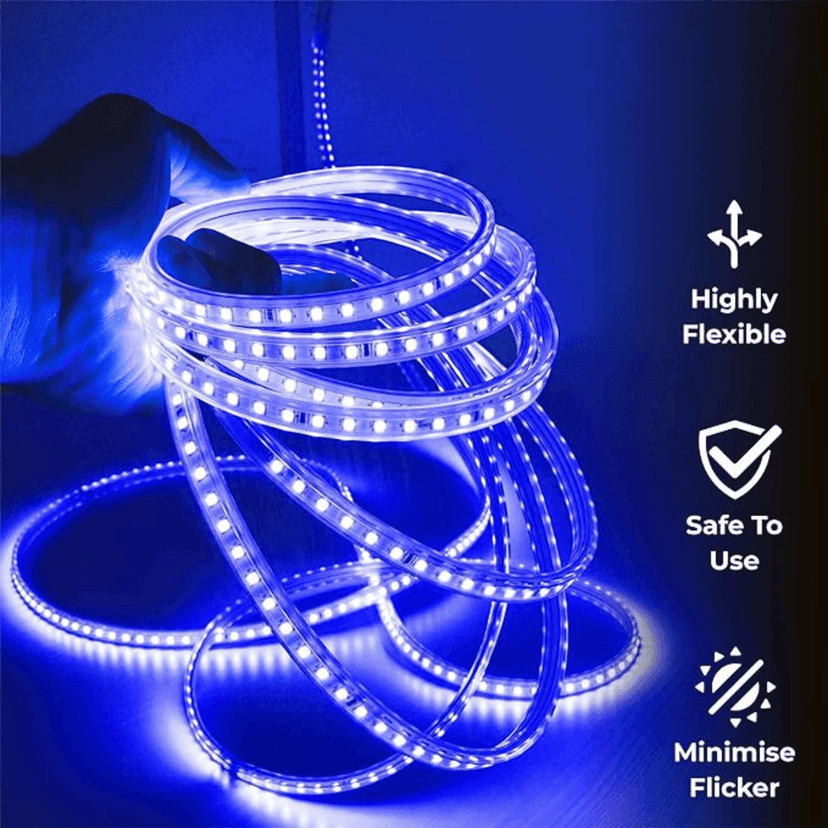 SPARKWORLD LED Rope Light Blue | Waterproof Flexible Strip for Decoration, Outdoor, Balcony, Garden, Festival Lighting | Size: 25 M view 2