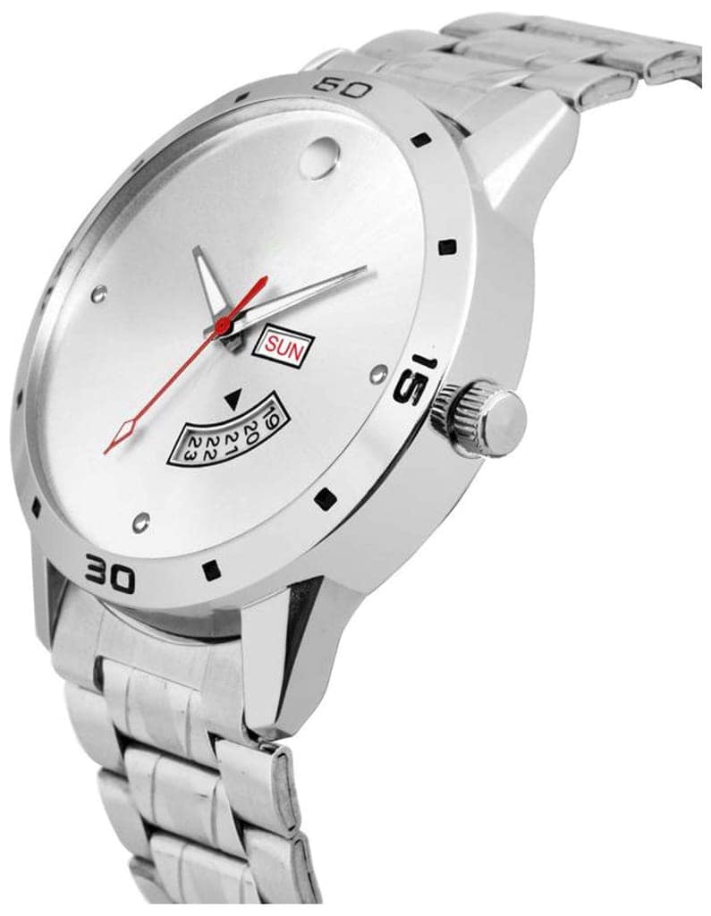 Silver Day Date Analog Watch for Men LR103 view 2