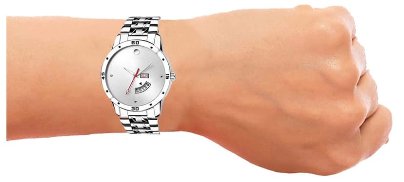 Silver Day Date Analog Watch for Men LR103 view 5