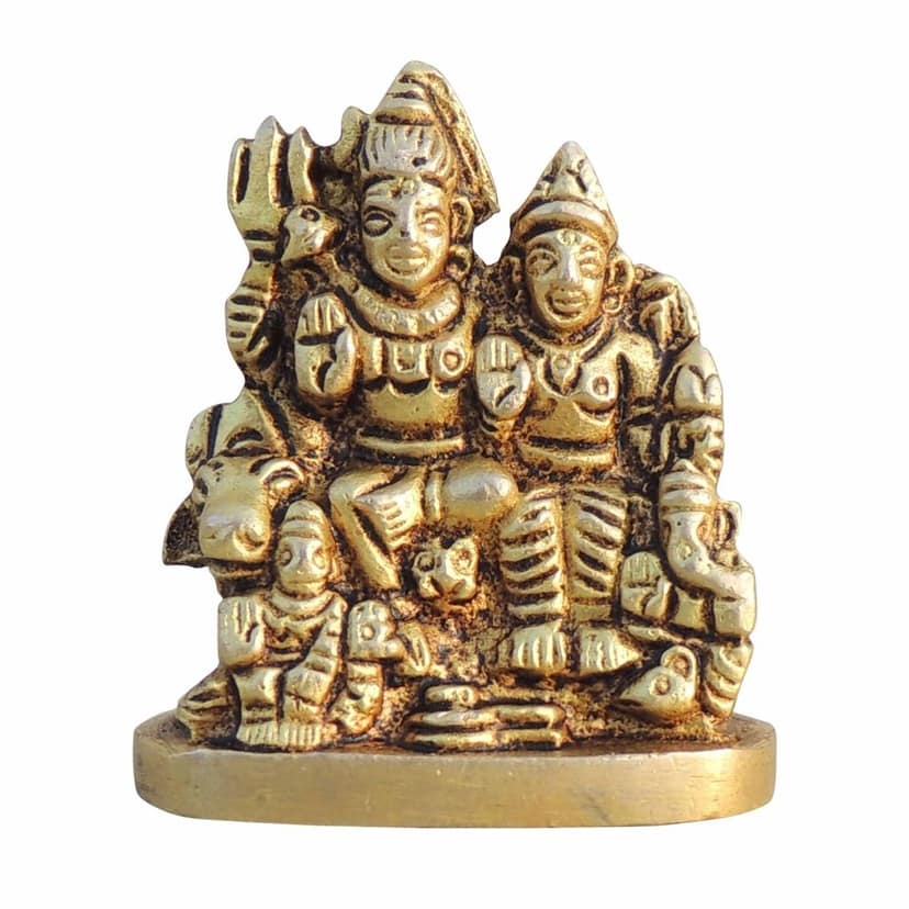 Brass Shiv Parivar God Idol - Lord Shiva Family Religious Statue, Height : 1.5 Inch (BSMAS1045 A) view 2