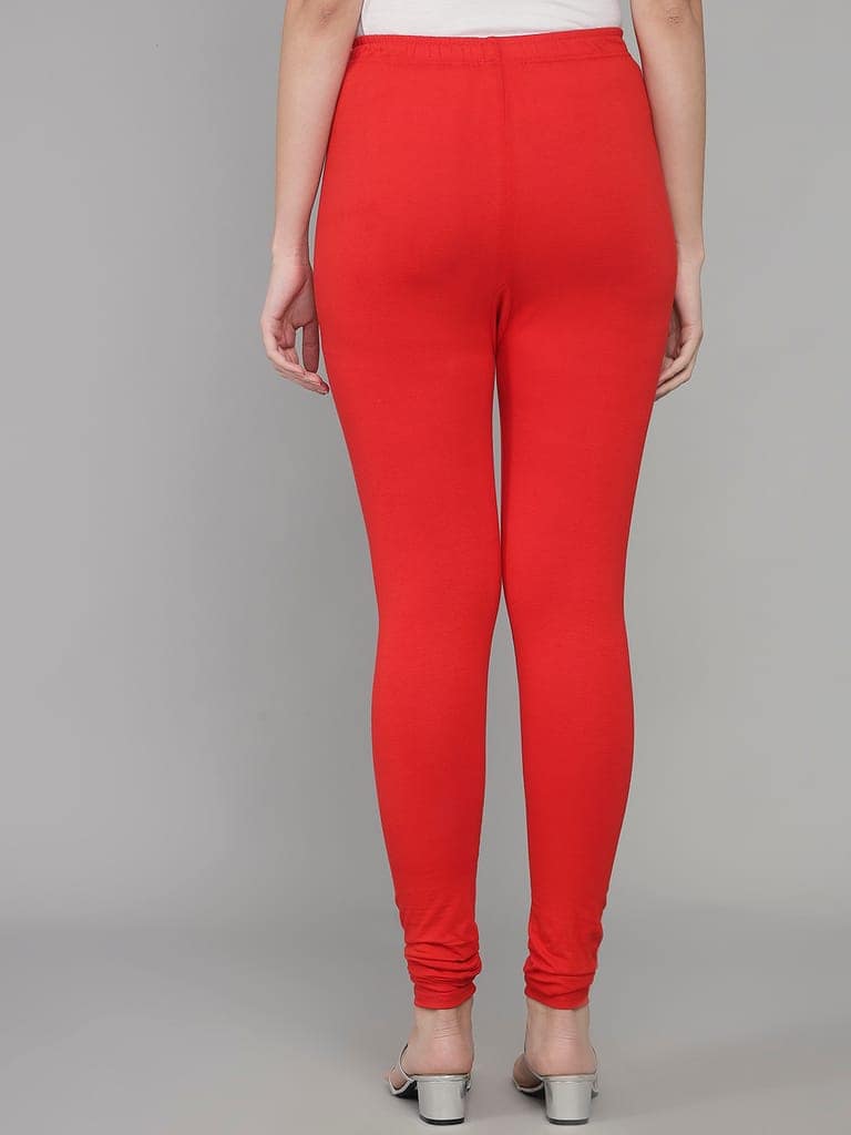 SOFT COLORS Women's Skinny Fit Ethnic Wear Churidar Leggings (Red) view 7