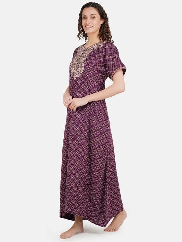 KOI SLEEPWEAR Premium Women Embroidery Night Gown Soft Breathable Alpine Fabric Nighty Maxi view 4