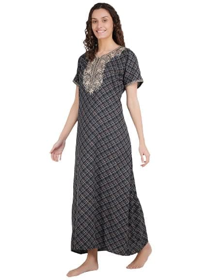 KOI SLEEPWEAR Premium Women Embroidery Night Gown Soft Breathable Alpine Fabric Nighty Maxi view 6