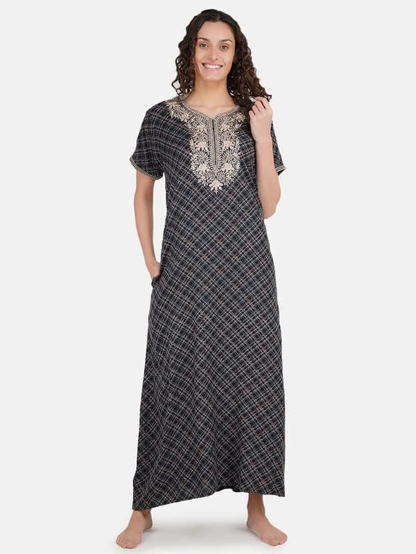 KOI SLEEPWEAR Premium Women Embroidery Night Gown Soft Breathable Alpine Fabric Nighty Maxi view 8