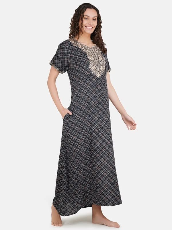 KOI SLEEPWEAR Premium Women Embroidery Night Gown Soft Breathable Alpine Fabric Nighty Maxi view 9