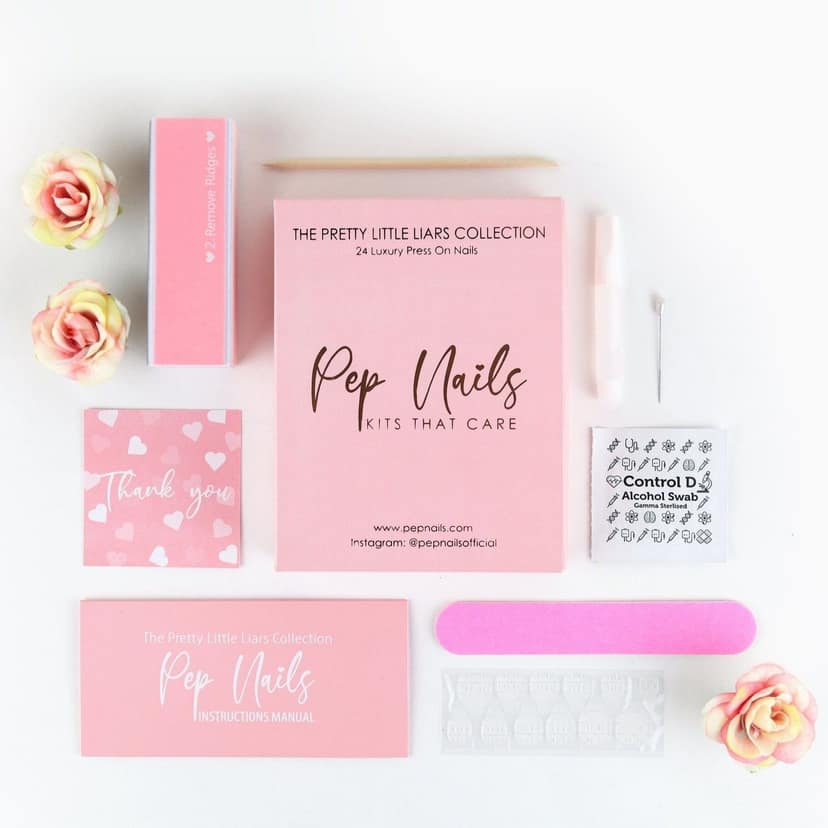 Pep Nails | Pink Shimmers | Toe Nails | Short Square Pink | Glossy Glitter Press On Nails | 24 Tips