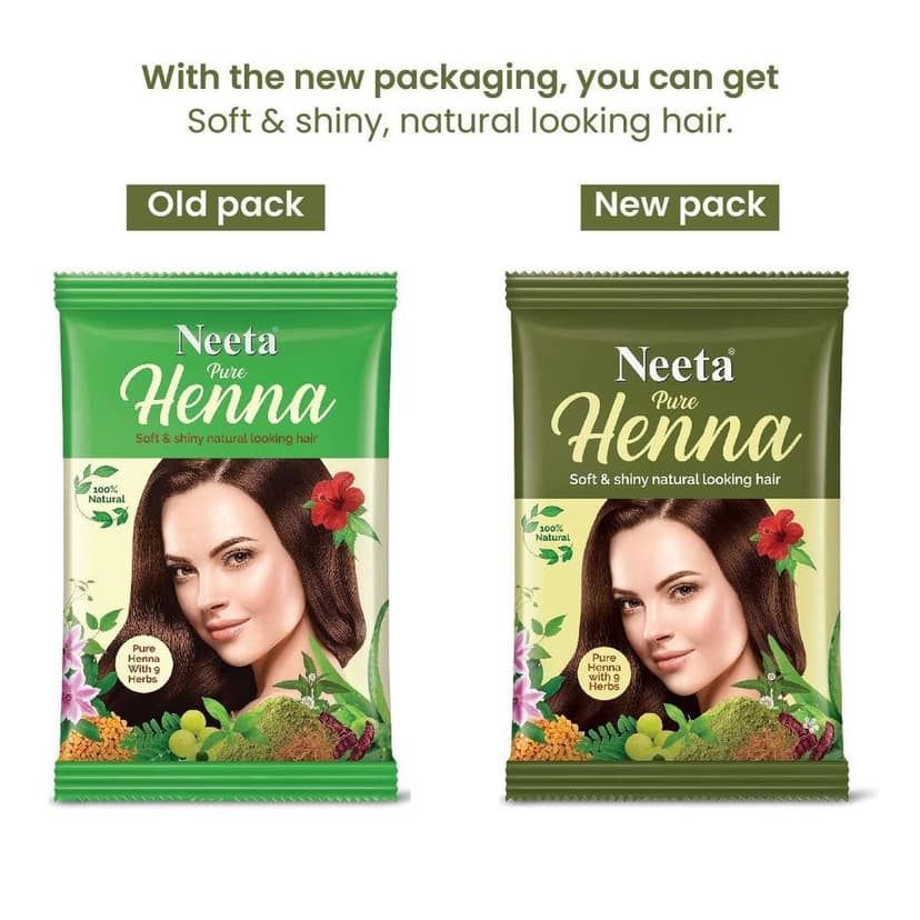 Neeta Pure Henna Powder for Hair with 9 Natural Herbs 50gm Pack of 6, 100% Natural Henna Mehndi for Natural Looking Hair view 2