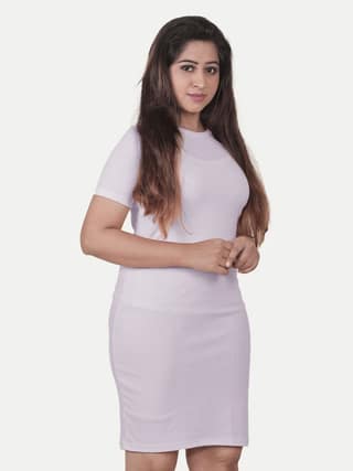 Women Solid Long knit Dress- Light Violet