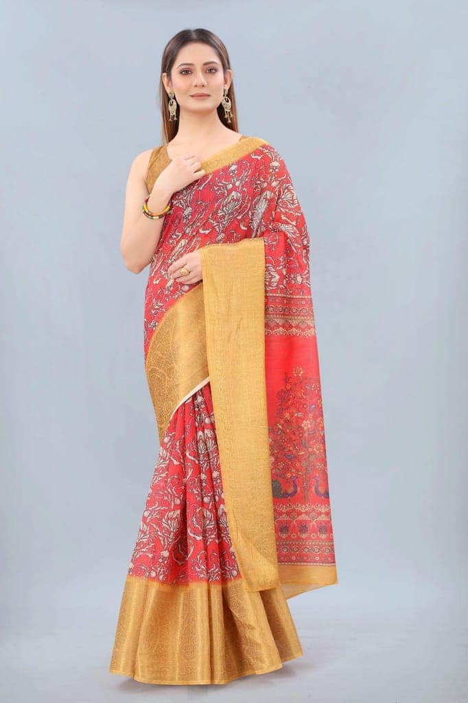 Silk Zone Women's Cotton Digital Print Zari Sequin Woven Black Saree view 2