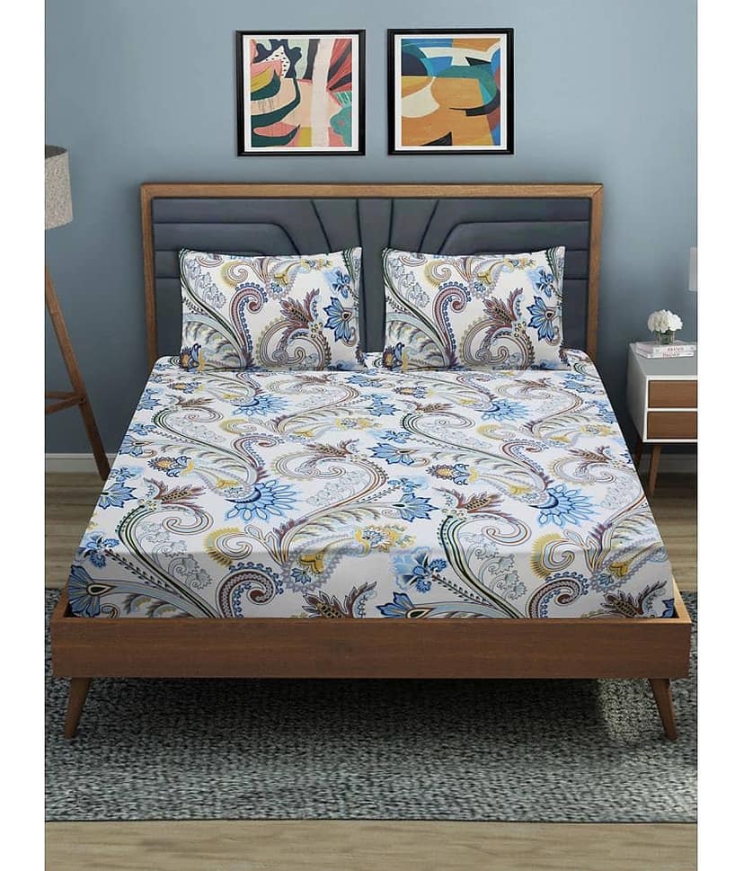 Home Candy Microfibre Abstract 1 Bedsheet with 2 Pillow Covers - Multi view 2