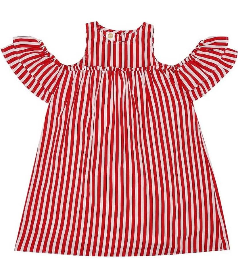 K&U Crepe A-line For Girls ( Pack of 1 , Red )