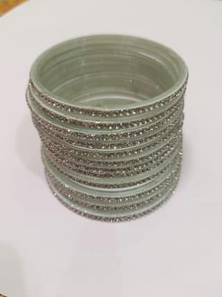Mint Green Rhinestone Bangles Set of 12