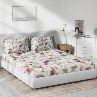 DDECOR - Primary Collection 100% Cotton Abstract Pattern 136TC King Bedsheet |229 CM X 274 CM| Purple