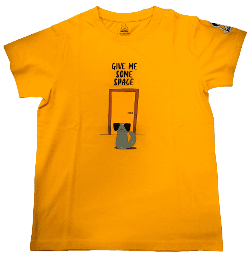 KUCHU Unisex Tshirt (6 Years- 7 Years) | Made of Super Combed Cotton-Modal Natural Fiber Better Than 100% Cotton| Soft & Breathable Fabric| Unique Digitally Printed Design |Vibrant Colour| Give Me Some Space Orange view 2