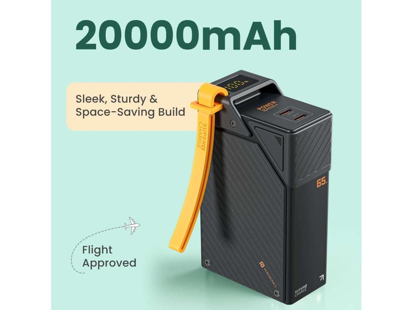 Portronics Halley 20K Dual Type C Port, LED Display, Strong Lanyard, Compatible With Macbook, Tablet & Smartphone view 2