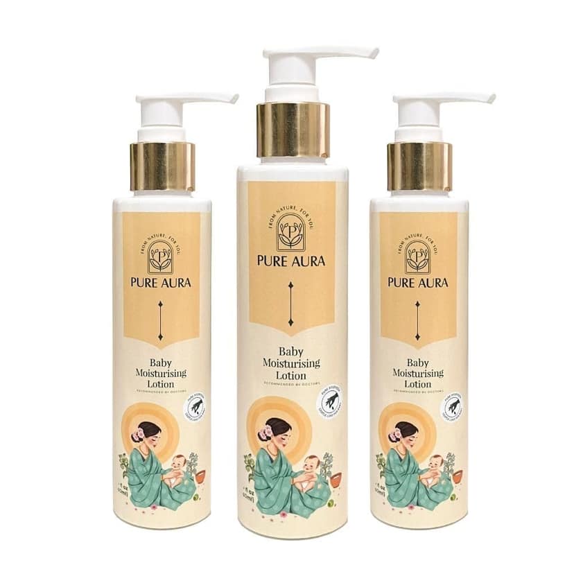 Pure Aura Rich Moisture Baby Lotion 100ml | Nourishing Cream for Soft & Sensitive Skin | Ayurvedic & Chemical-Free | Daily Use | Safe for Newborns Baby & Kids