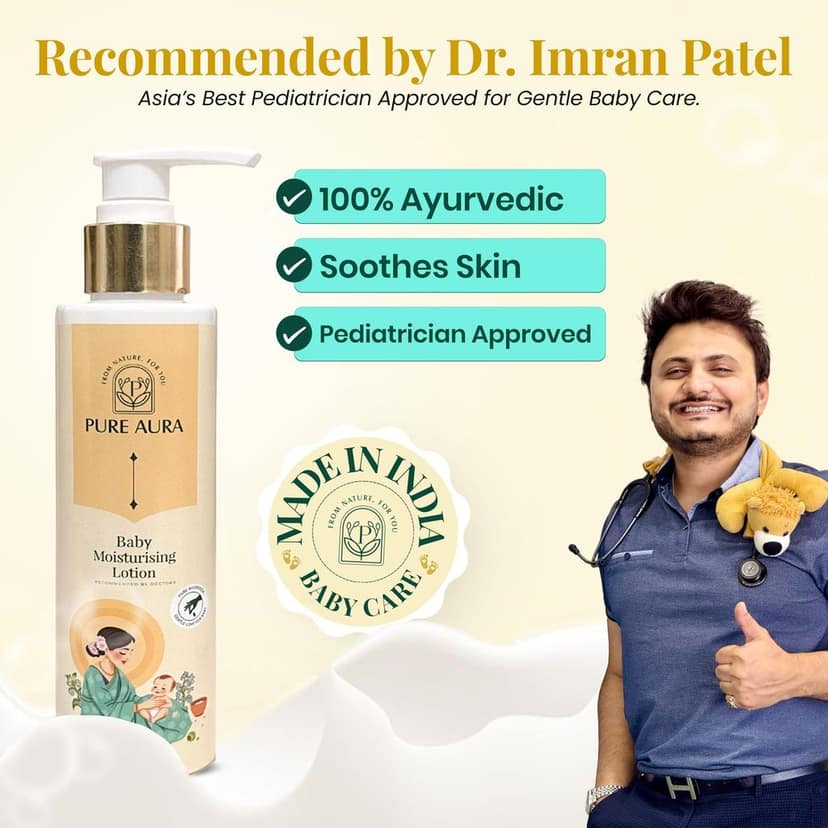 Pure Aura Rich Moisture Baby Lotion 100ml | Nourishing Cream for Soft & Sensitive Skin | Ayurvedic & Chemical-Free | Daily Use | Safe for Newborns Baby & Kids view 2