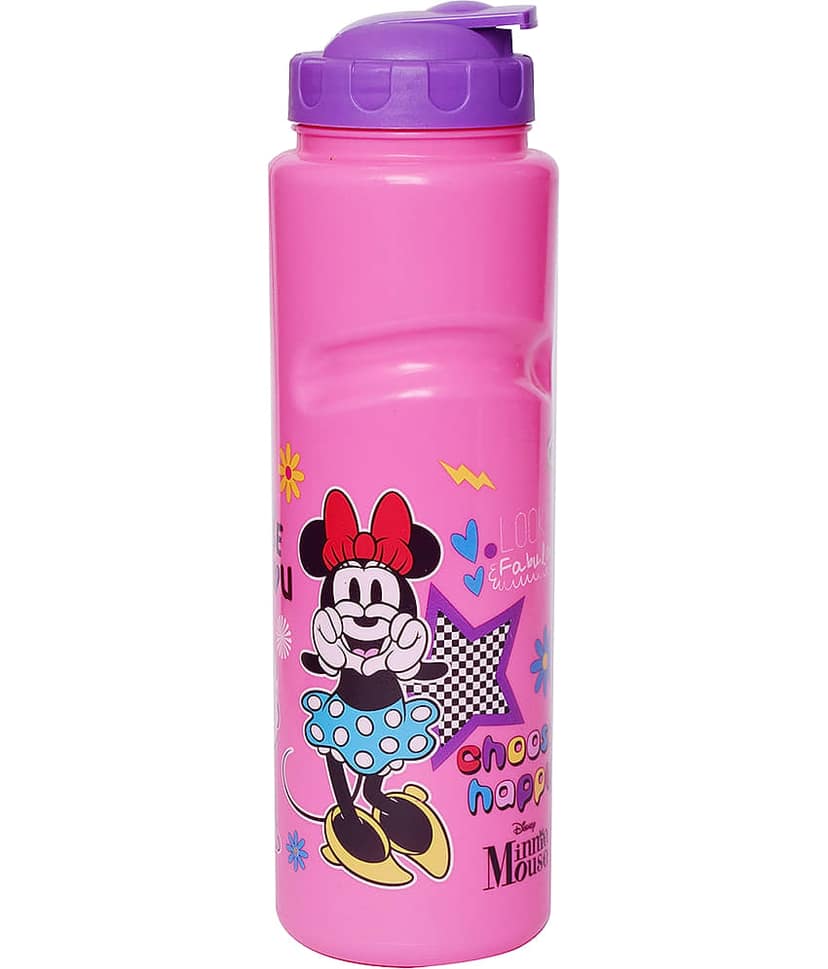 Gluman Disney Minnie Cartoon Character Printed Plastic Spout Water Bottle for Girls I Leak Proof, 100% Food Grade| BPA Free | Recyclable/Reusable | Spout Lid 700ml (Pack of 2) view 2