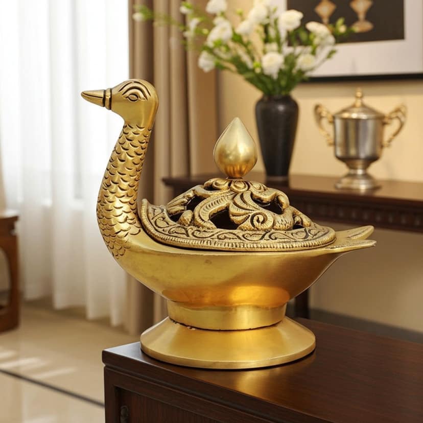 Brass Showpiece Duck Shape Loban, Bakhoor Dan (BSMAS1681 E) view 2