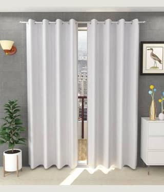 N2C Home Solid Semi-Transparent Eyelet Curtain 5 ft ( Pack of 2 ) - White