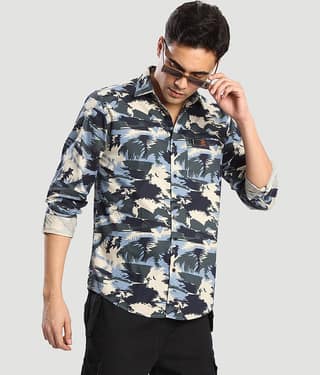 Bene Kleed 100% Cotton Regular Fit Printed Full Sleeves Men's Casual Shirt - Olive ( Pack of 1 )