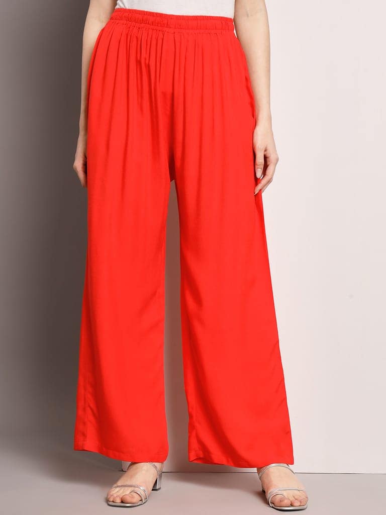 Soft Colors Regular Fit Pocket Palazzo (Gajari) view 4