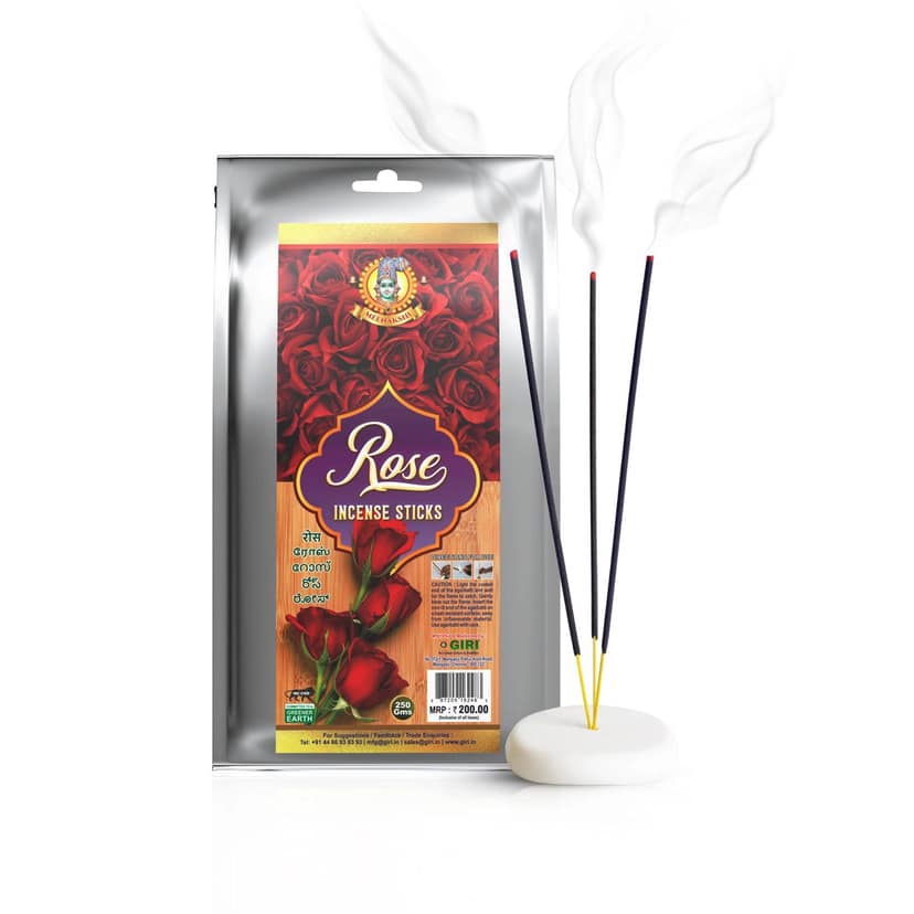 Giri Rose Incense Sticks - 250 Gms | Nature Fragrance Agarbatti | Agarbathi for Pooja