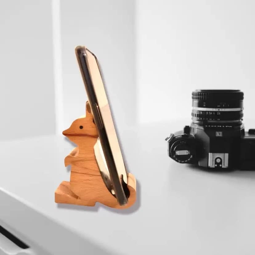 Brotherskart Wooden Smartphone Desk Holder Compatible with iPhone & Android Phone | Lightweight, Easy to Assemble & Carry view 3