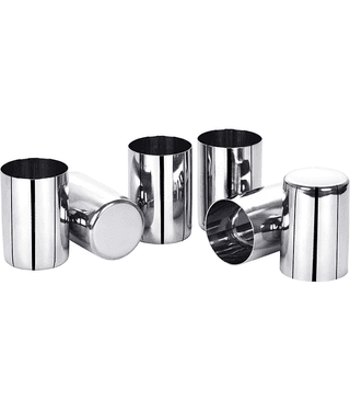 STEEPLE Glass Plain Stainless Steel Dinner Set ( Pack of 6 ) Silver