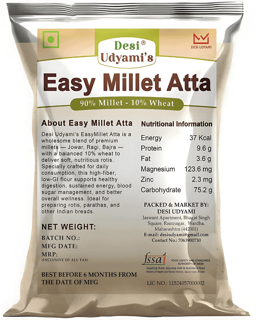 Desi Udyami EasyMillet Atta with 10% Wheat, Millet Atta for Diabetes, Low GI Atta, Multigrain Flour India, 2x2 kgs (pack of 3) (pack of 2) view 2