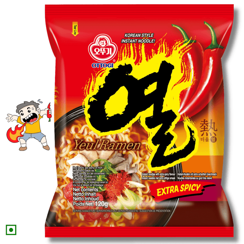Ottogi Yeul Ramen Super Spicy Traditional Korean Style Instant Ramen Noodles, Extreme Super Hot Ramen 120g, Pack Of 2, The Product Of Korea (Imported) view 2