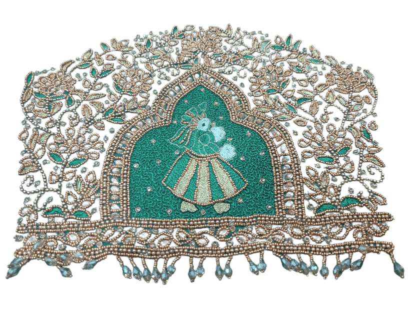 Hand Embroidered Georgette Blouse Piece with Zardosi and Beadwork view 2