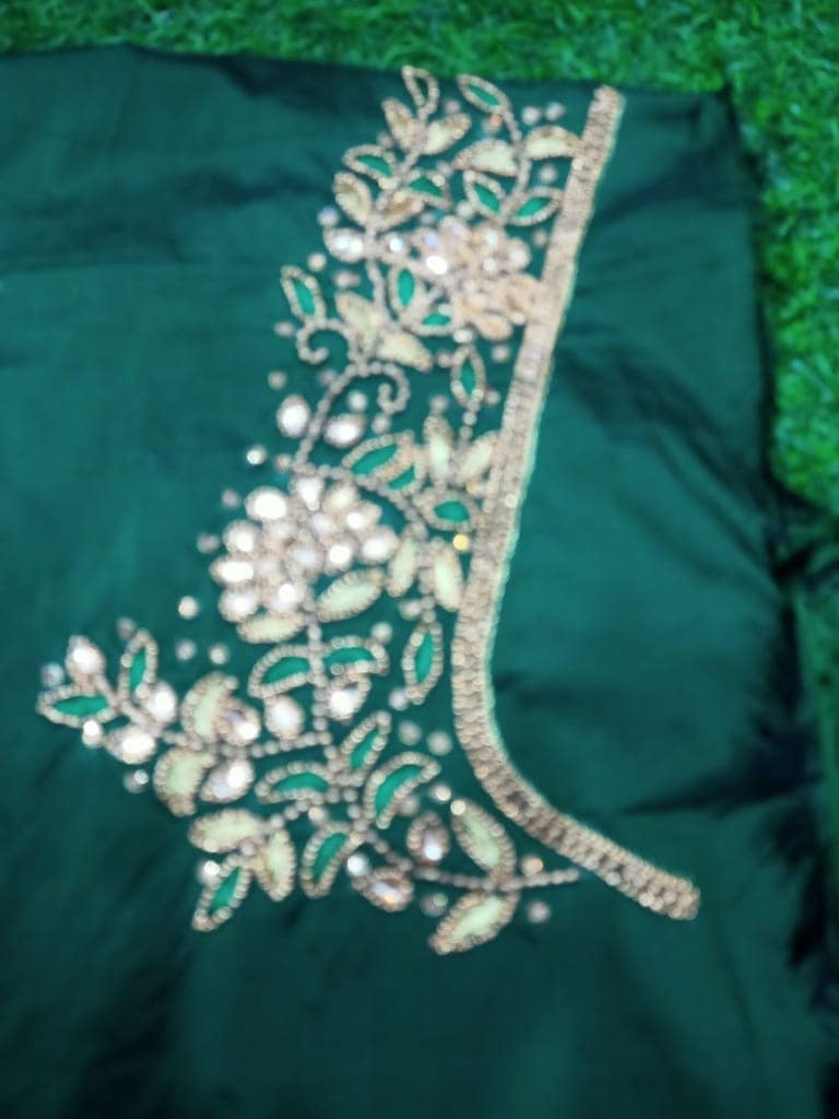 Hand Embroidered Georgette Blouse Piece with Zardosi and Beadwork view 4