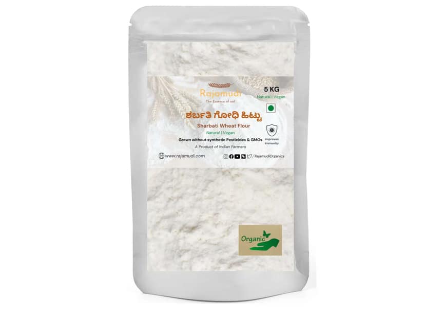 Rajamudi Organics Organic Sharbati Wheat Flour - 5 Kilogram