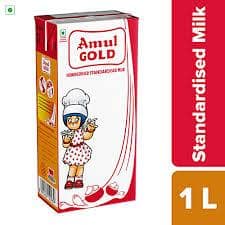 Amul Gold Homogenised Standardised Milk, 1 L Carton