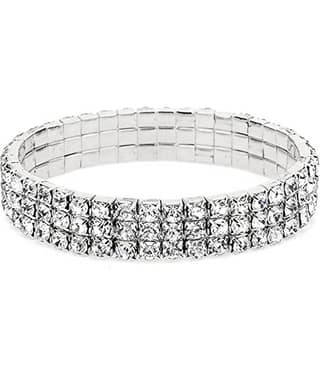 ZIVOM® Stylish Trendy Three Line Austrian Rhinestone Crystal Stretch Elastic Free Size Bracelet for Girls Women