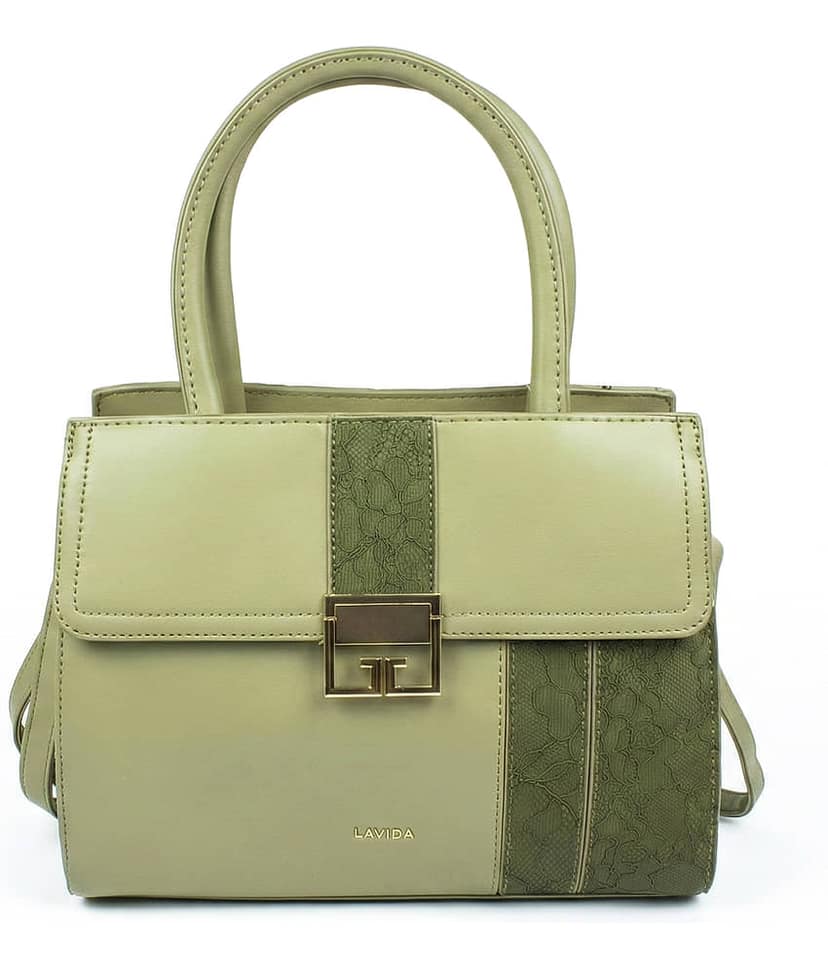 Ajanta Handheld Bag Faux Leather Set of 1 ( Green )
