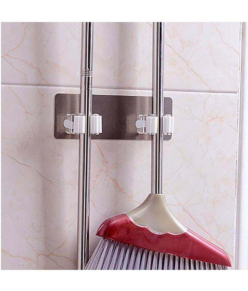 Kitchen Bathroom Wall Mop HolderGeneric Plastic Hook view 2