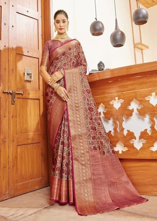 Digital Printed Art Silk Saree in Beige