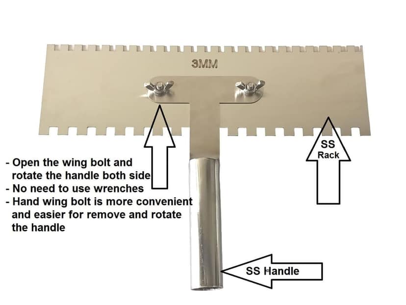 MD Style Square Notch Metal Trowel Fix Thickness for Flexible Resin Spreader Set, Reusable Trowel Scrapers for Epoxy, Fillers, Putty,Spackling Paste view 3