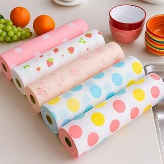 Minha Waterproof Polka Dot Drawer Cabinet Mat Antibacterial Foam Shelf Liner for Kitchen, Wardrobe Cupboard Non