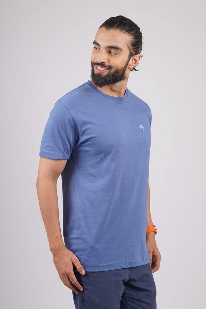 Men's Navy Solid Crew Neck T-Shirt view 2