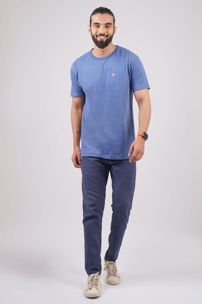 Men's Navy Solid Crew Neck T-Shirt view 3