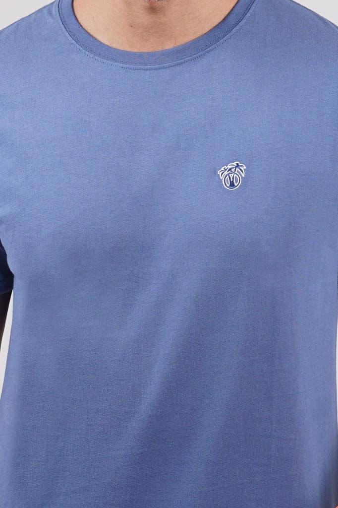 Men's Navy Solid Crew Neck T-Shirt view 4