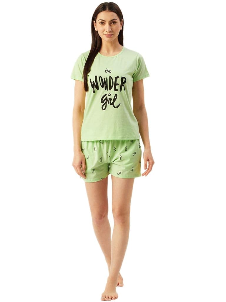 Klamotten Women's Printed Top & Shorts Nightsuit DB58Gs view 2