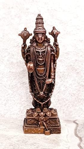 Searchers Paradise - Copper Idols Tirupati Balaji,2.8 inches, Copper Handmade 150 Grams, Patina Antique Finish, Pack of 1 Piece