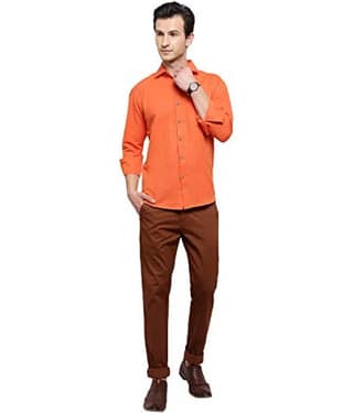Latest Chikan - Cotton Blend Regular Fit Orange Men's Casual Shirt ( Pack of 1 )