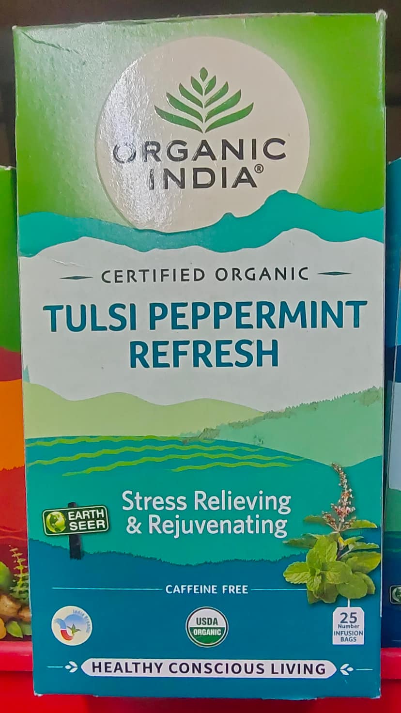 Organic India tulsi peppermint refresh tea 25 bags carton